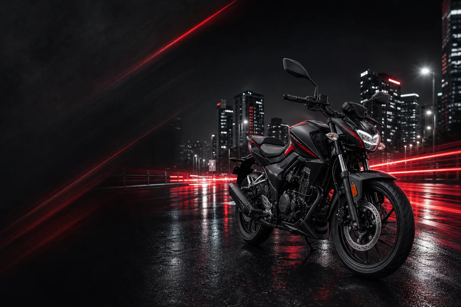 Motocicleta urbana Hero en una vía nocturna